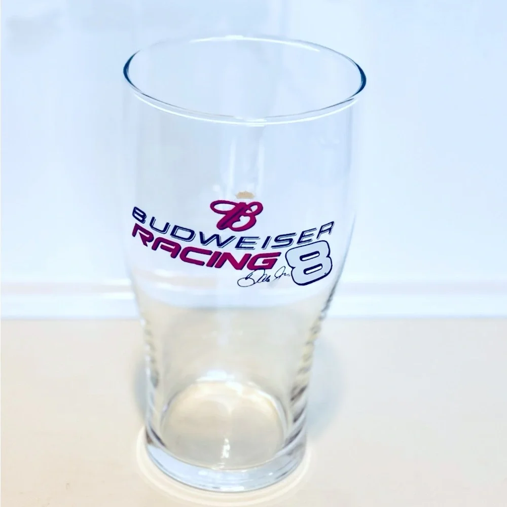 BUDWEISER Racing Beer Pint Glass w Dale Earnhardt Jr #8 Red & Black Logo